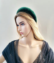 Load image into Gallery viewer, Luxury Dark Green Silk Velvet headband, Halo Crown, 4 cms  Wide Matador Style