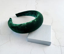 Load image into Gallery viewer, Luxury Dark Green Silk Velvet headband, Halo Crown, 4 cms  Wide Matador Style