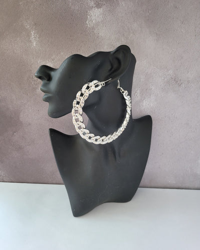Diamante Curb Chain Hoop Earrings