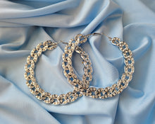 Load image into Gallery viewer, Diamante Curb Chain Hoop Earrings