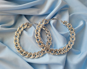 Diamante Curb Chain Hoop Earrings