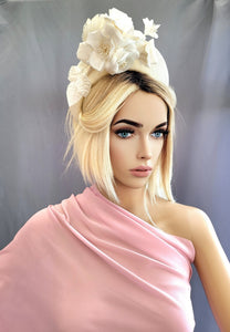 Ivory Flower Fascinator Headband, Halo Crown