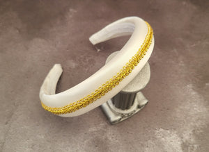 Ivory Satin Padded headband, with Gold Braid, Hair Band 2.5 cms Wide, Headpiece