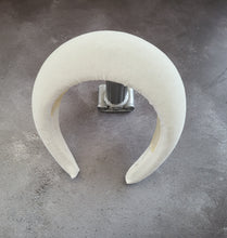Load image into Gallery viewer, Tall Ivory Velvet Headband, Halo Crown Fascinator, 6.5 cms Wide