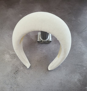 Tall Ivory Velvet Headband, Halo Crown Fascinator, 6.5 cms Wide