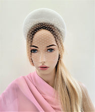 Load image into Gallery viewer, Tall Ivory Velvet Headband, Halo Crown Fascinator, 6.5 cms Wide