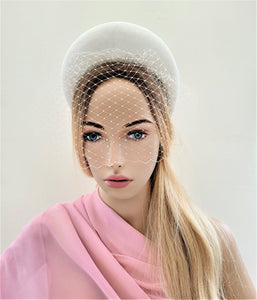 Tall Ivory Velvet Headband, Halo Crown Fascinator, 6.5 cms Wide