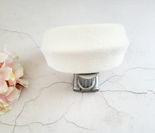 Load image into Gallery viewer, Ivory Velvet Ridged Headband, Halo Crown Fascinator, 7.5 cms Wide