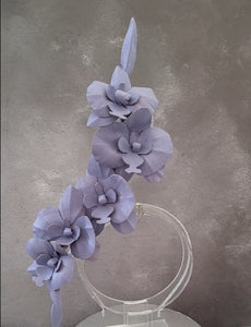 Lilac Orchid Flower Fascinator, Headpiece, Leather Flower Crown,