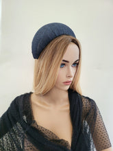 Load image into Gallery viewer, Dark Blue Bandeau Fascinator, Halo Sinamay Headpiece, 11 cms Wide