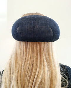 Dark Blue Bandeau Fascinator, Halo Sinamay Headpiece, 11 cms Wide
