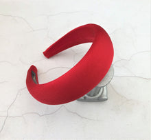 Load image into Gallery viewer, Red Satin Square Padded headband