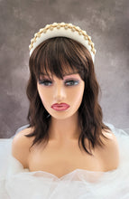 Load image into Gallery viewer, Ivory Silk Jewelled Padded Headband