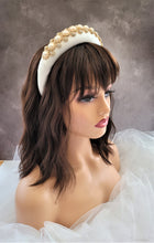 Load image into Gallery viewer, Ivory Silk Jewelled Padded Headband