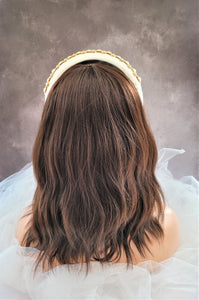 Ivory Silk Jewelled Padded Headband
