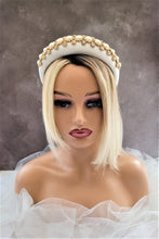Load image into Gallery viewer, Ivory Silk Jewelled Padded Headband