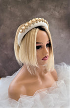 Load image into Gallery viewer, Ivory Silk Jewelled Padded Headband