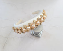 Load image into Gallery viewer, Ivory Silk Jewelled Padded Headband