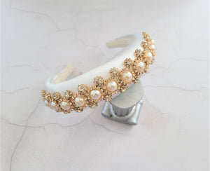 Ivory Silk Jewelled Padded Headband