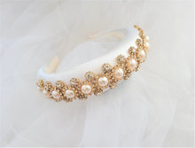 Load image into Gallery viewer, Ivory Silk Jewelled Padded Headband