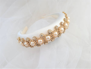 Ivory Silk Jewelled Padded Headband