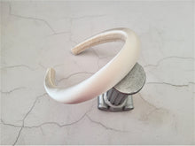 Load image into Gallery viewer, Ivory Silk Padded Headband, Duchess Satin Headband, Bridal Headpiece