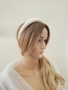 Ivory Silk Padded Headband, Duchess Satin Headband, Bridal Headpiece