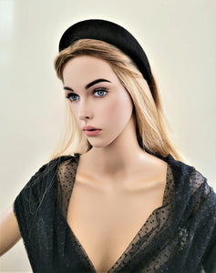 Luxury Black Silk Velvet headband, Halo Crown, 4 cms  Wide Matador Style