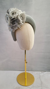 Silver Grey Velvet Halo Crown Fascinator