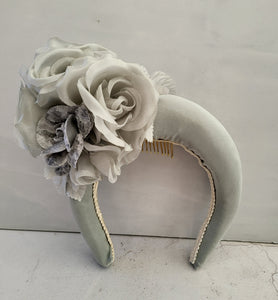 Silver Grey Velvet Halo Crown Fascinator