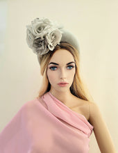 Load image into Gallery viewer, Silver Grey Velvet Halo Crown Fascinator